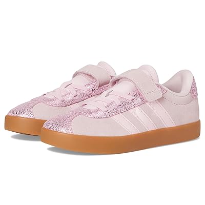 adidas Kids VL Court 3.0 Elastic Lace Strap Shoes (Little Kid) Kids Shoes Clear Pink/Clear Pink/Gum