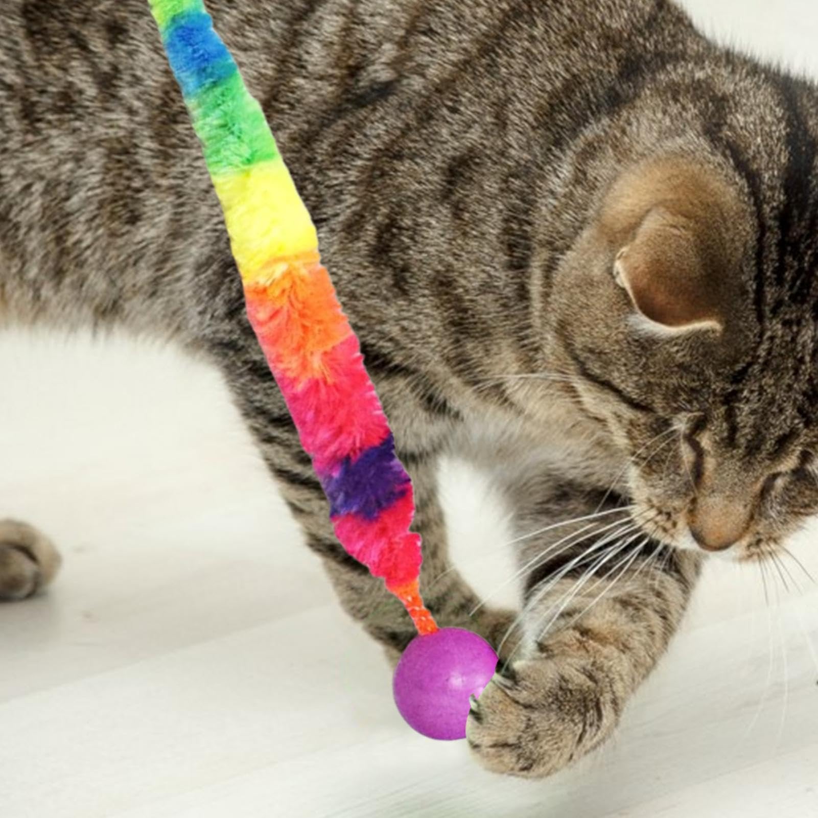 5 Bolas De Juguete Para Gatos,gusano Arcoíris Con Pelota De