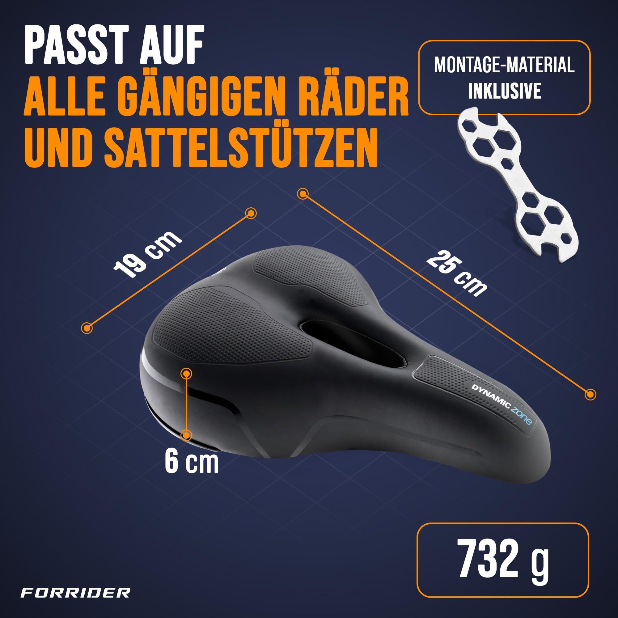 Forrider Fahrradsattel Herren & Damen Ergonomisch, Memory Foam und Innovative Federung für maximalen Fahrkomfort