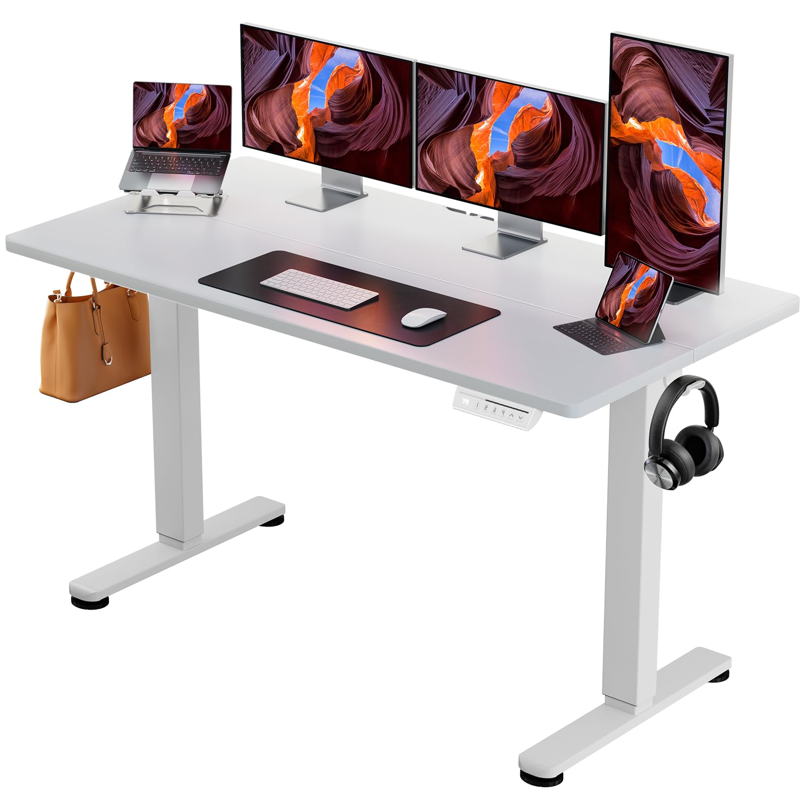電動昇降式デスク　ErGear　ホワイト　140 x 70 x 72-118cm ErGear 電動昇降式オフィスワークテーブル 幅140cm 耐荷重80kg