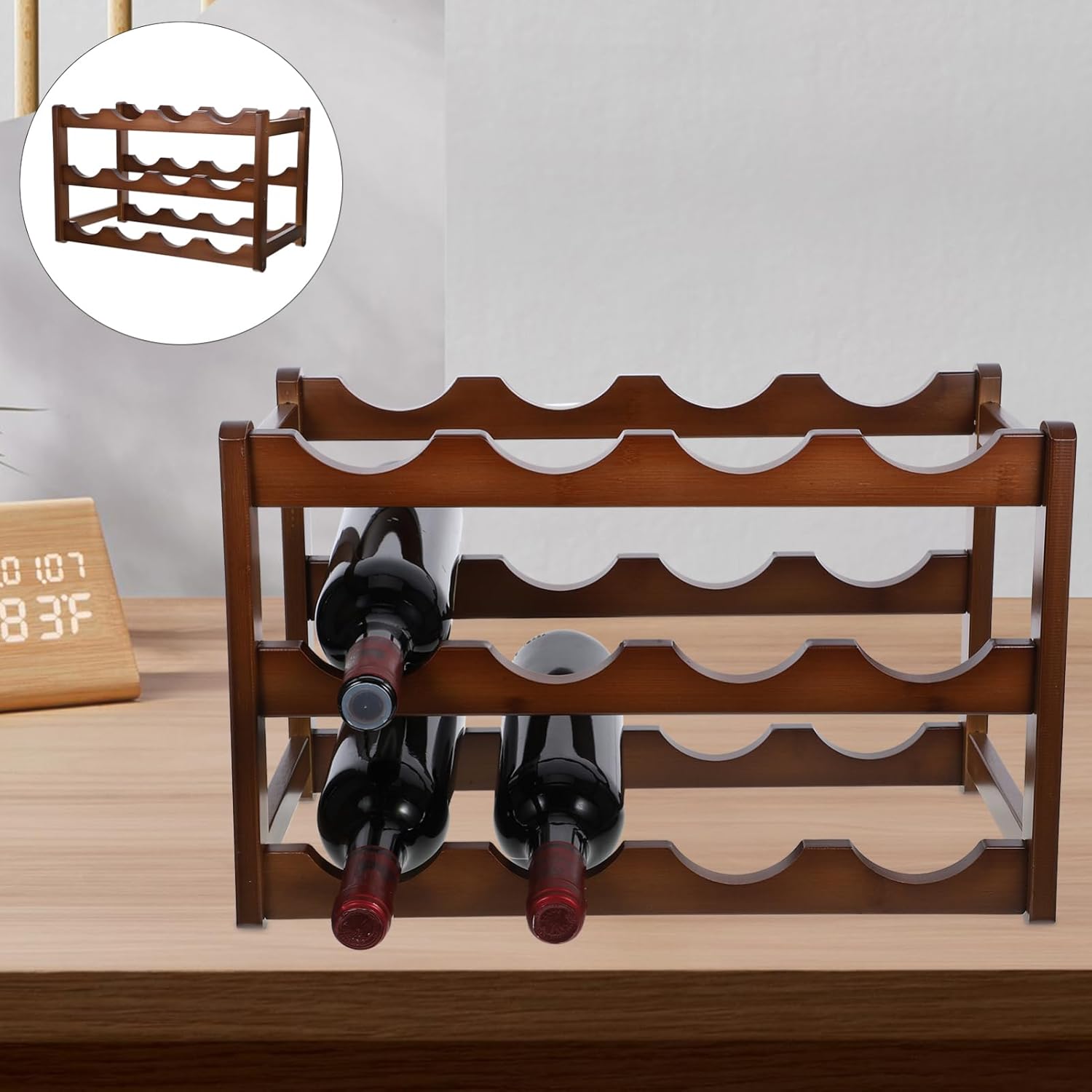 Slim Standing Wine Rack Bamboo Bottle Shelf Wine Storage Racks for Living Bar Event