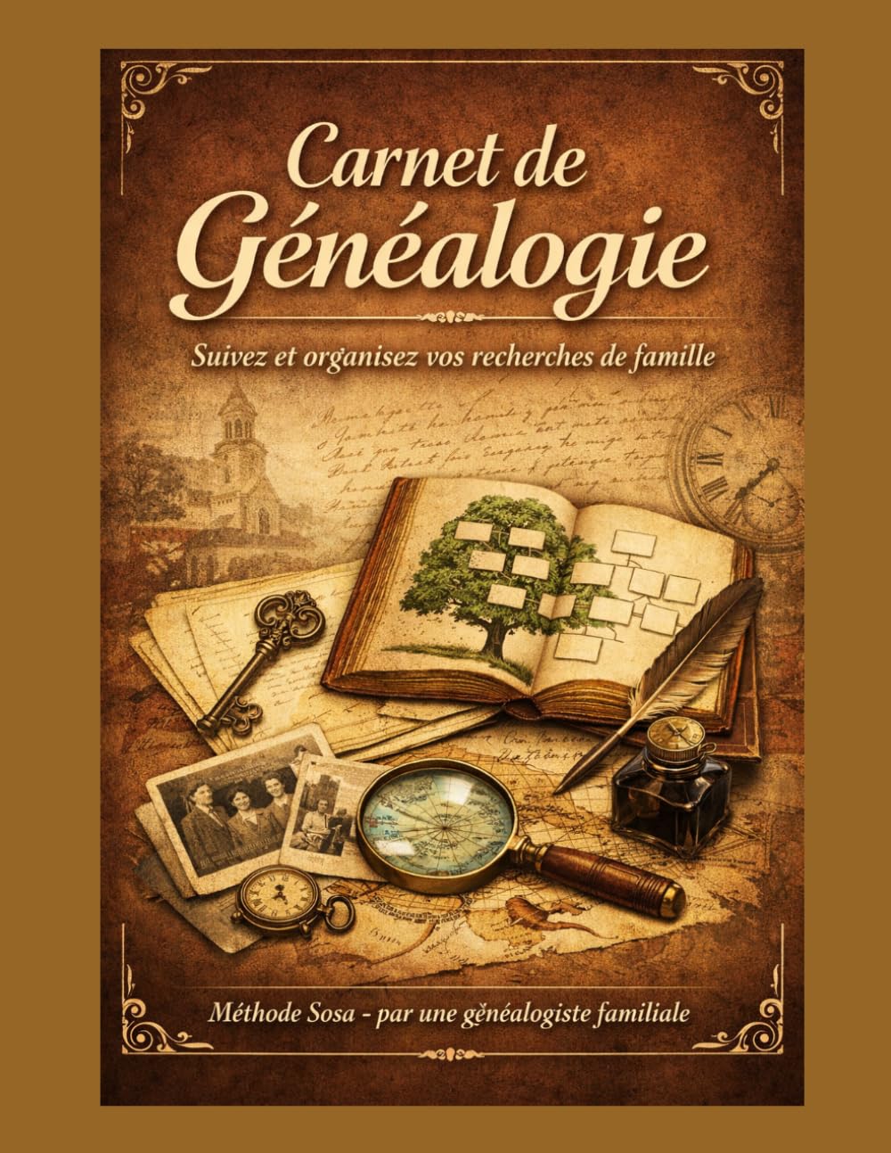 Carnet de Généalogie, suivez et organisez vos recherches de famille: Méthode Sosa - par une généalogiste familiale