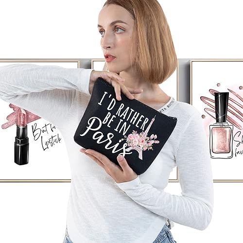 Miniatura 3 de LEVLO Divertida bolsa de maquillaje cosmética de la Torre Eiffel de Francia, París, regalos para viajeros, regalos i'd Rather Be In Paris, bolsa de