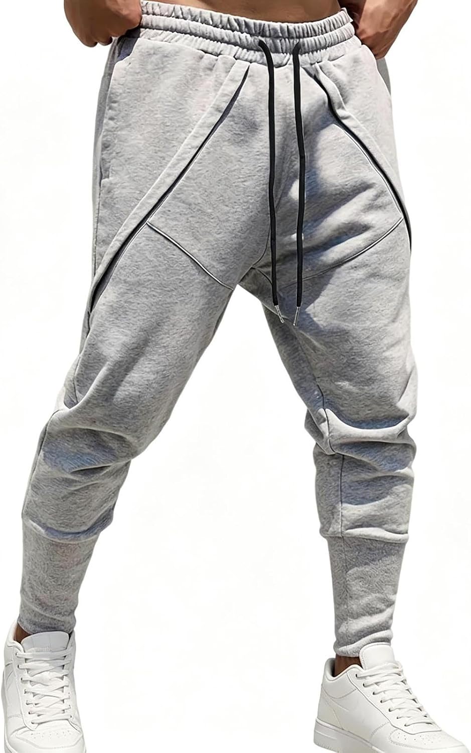 Mens Sweatpant Tapered Jogger Active Training Pants with Pockets | Fall Fleece Drawstring Athletic Pant Casual Workout Running Track Pants Lightweight Loose Fit Hiking Trousers