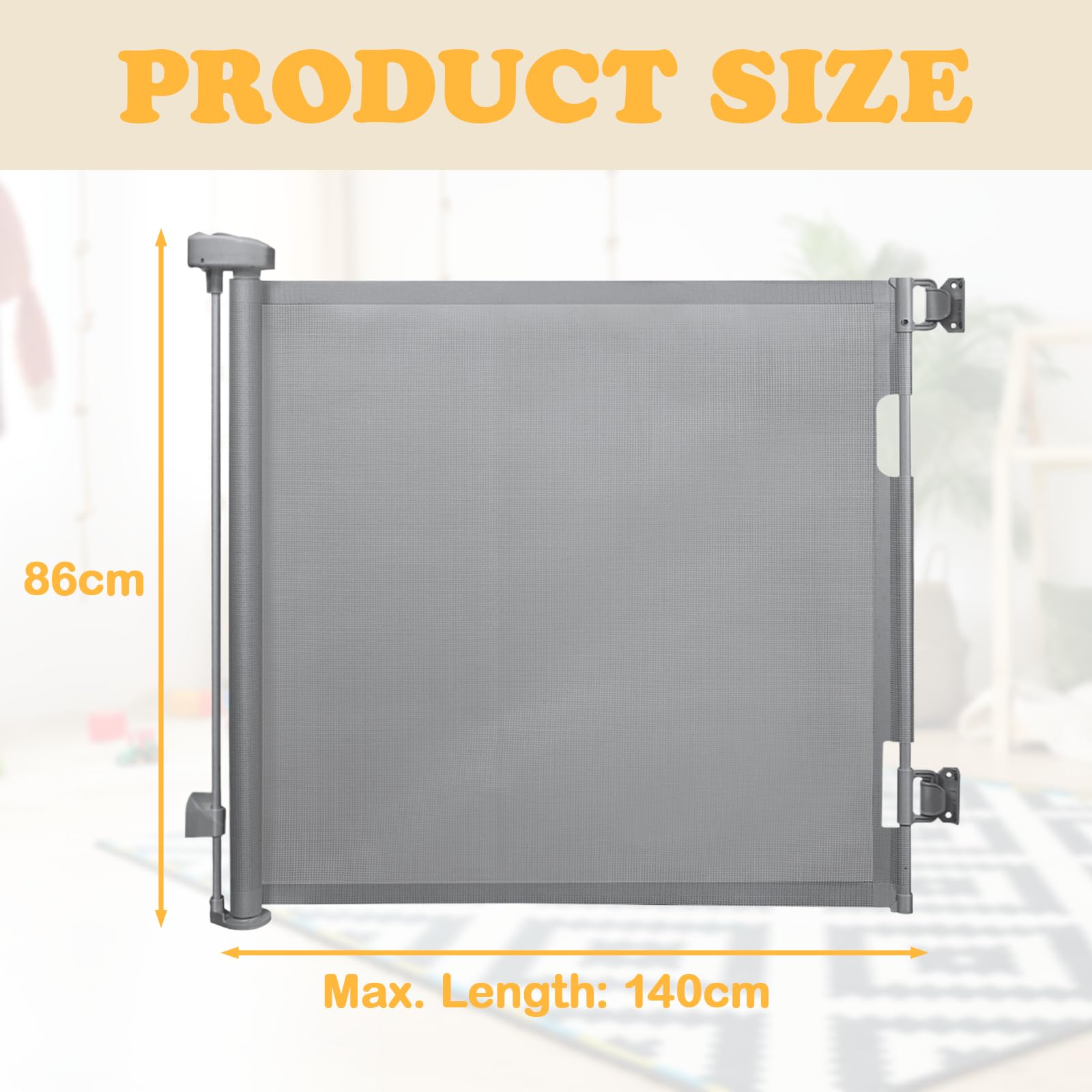 Retractable Baby & Pet Gate - Extends to 140cm Wide x 86cm Tall, One-Handed Operation for Doorways & Stairs - Image 2