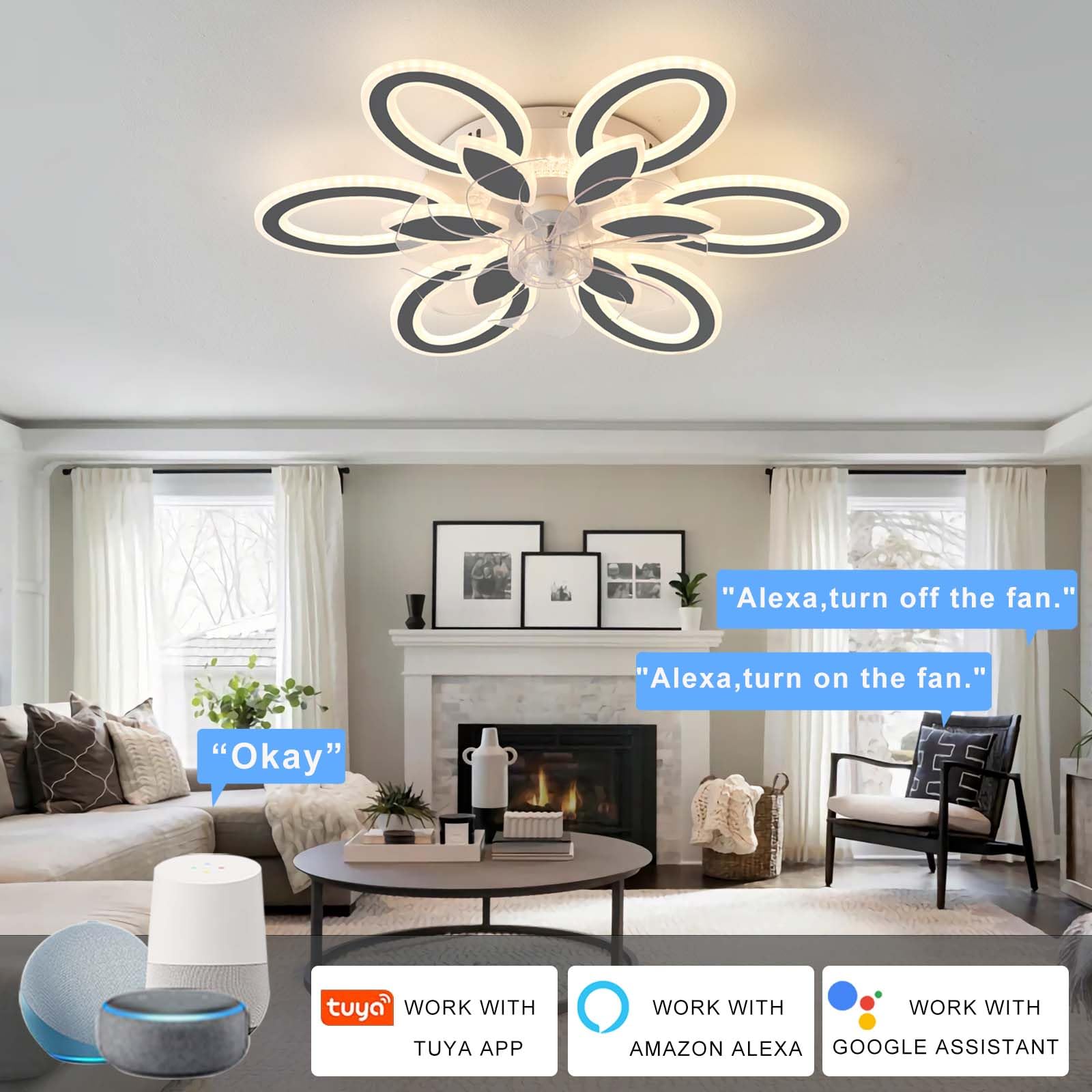 LOKUNM Ventilateur Plafond avec Lumiere Réversible 40CM Plafonnier