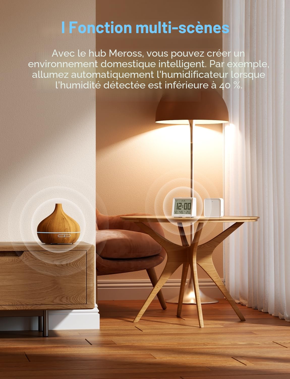 Meross Matter 10-en-1 Thermomètre Hygromètre Connecté WiFi Avec Hub MSH450 | Moniteur Température et Humidité, Compatible Apple Homekit, Alexa et Google, Surveillance à Distance et Notification d’Alarme
