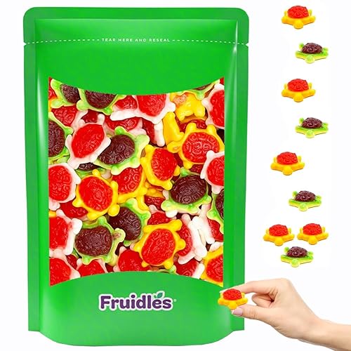 Fruidles Turtles Gummy Candy, deliciosas gomitas de sabores de frutas multicolor (media libra)
