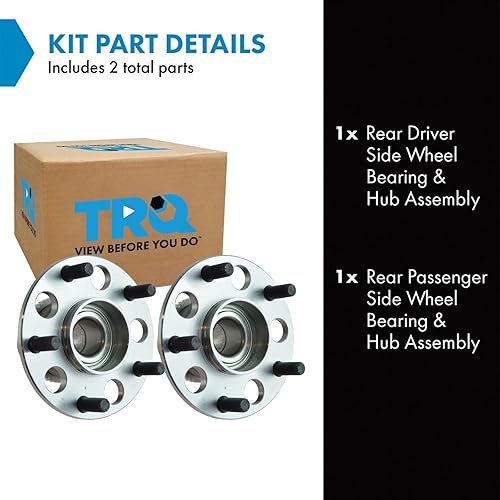 Miniatura 842 de TRQ Juego de 2 rodamientos de rueda delantera y conjunto de cubo compatible con Ford Mustang 2005-2007 2005-2014