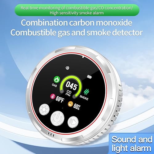 Miniatura 3 de Anillo 5 en 1 con enchufe de gas natural, humo y monóxido de carbono, combinación de detectores de monóxido de carbono incorporada, batería de