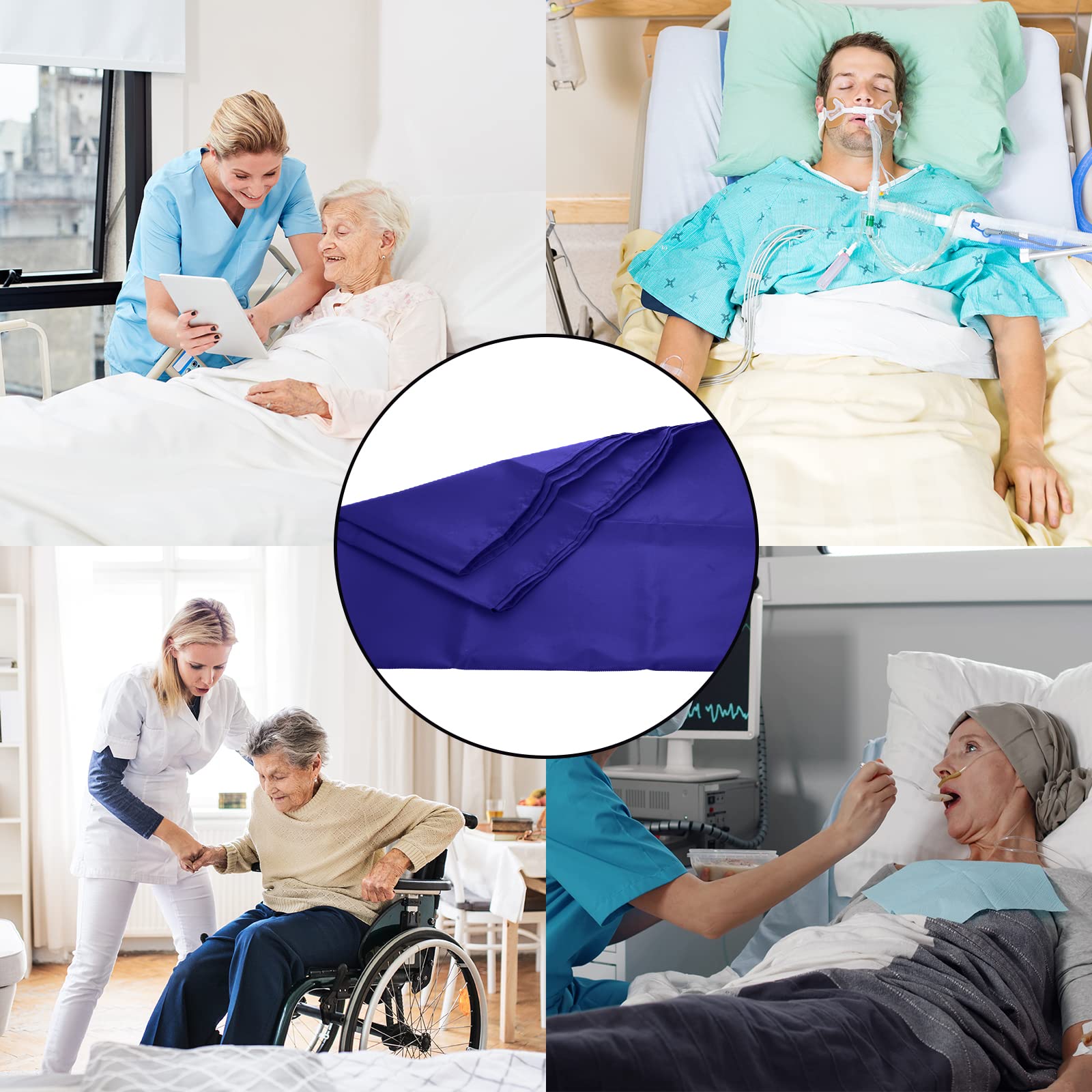 LOSCHEN Gleitlaken Rohrschiebeplanen für den Patiententransfer, Schiebeblatt zur Unterstützung des Transfers älterer Menschen (60x40cm（24“x16”）, Dunkelblau)