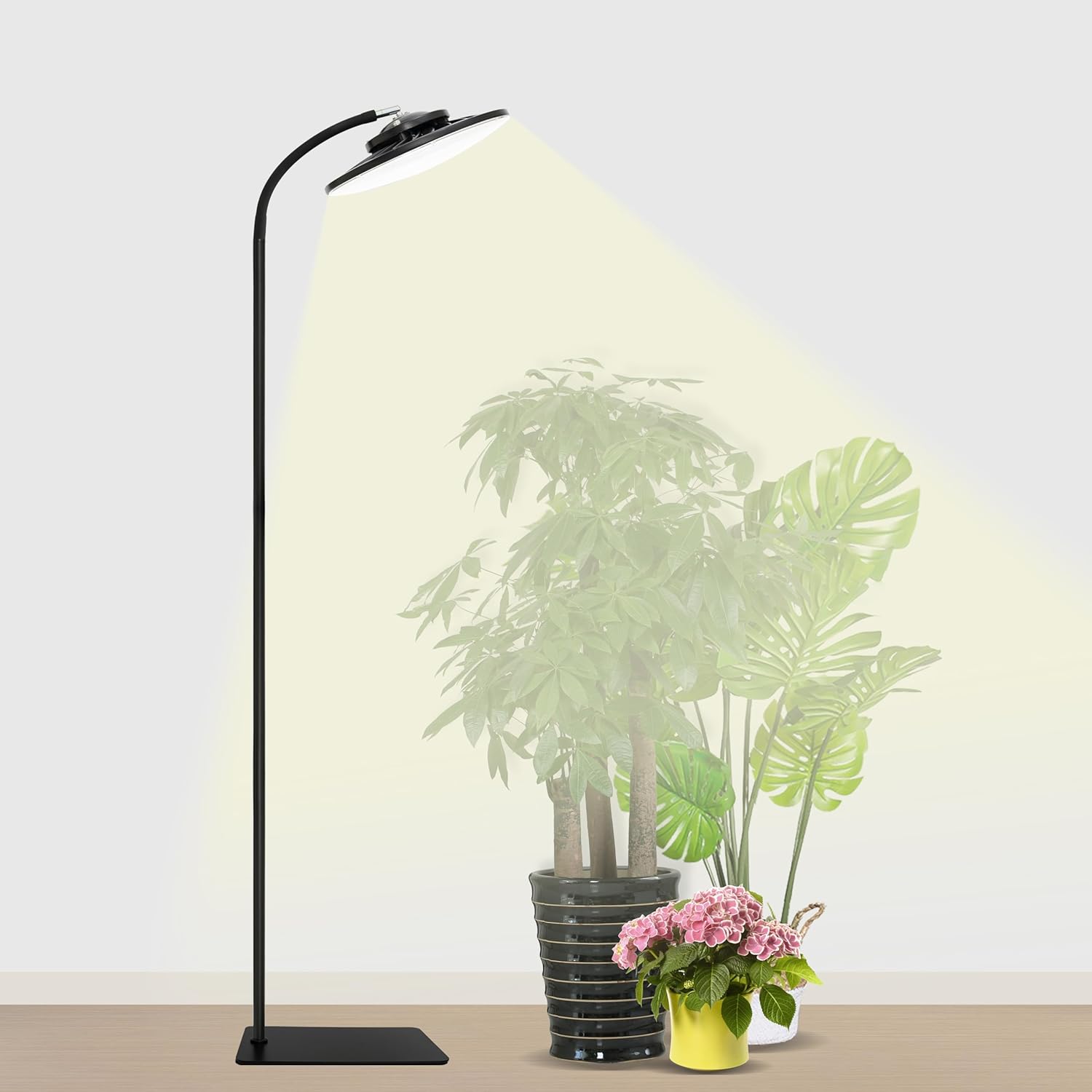 Grow Light for Indoor Plants, 3 Head Full Spectrum LED Tall Plant Lights with Timer, 3 Color Modes Standing Floor Growing Lamp, 74" Height Adjustable, 10 Dimmable Levels for Large Plants