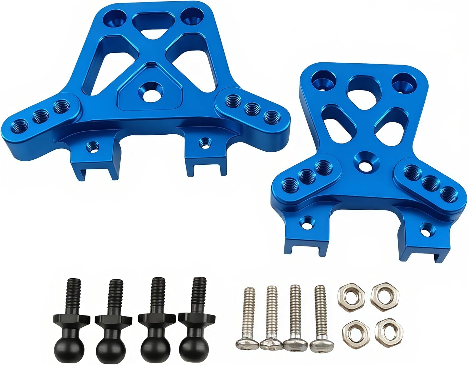 Aluminum Front & Rear Shock Tower Set for 1/18 LaTrax Teton Desert Prerunner 4WD RC Car, Metal Damper Stay Upgrade, Replacement Part #7637 (Blue)
