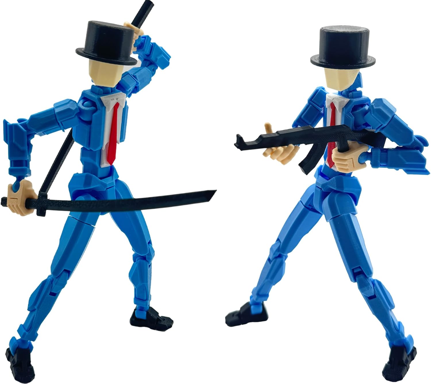 3D Printed 8.13-inch Action Figure Dummy-Mici20, Full Body Mechanical Movable Toy, Multiple Accessories, Desk Decoration (3 HandsType, Bracket, Weapons, Armour) (Blue)
