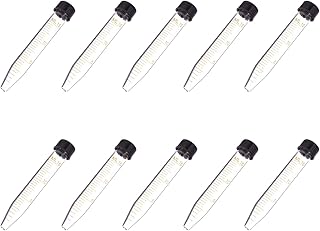TEHAUX Conical Centrifuge Tubes 15ML, 10Pcs EO Sterile Polypropylene Leak-Proof Screw Caps, Plastic Graduated and Write Marks Lab Test Container