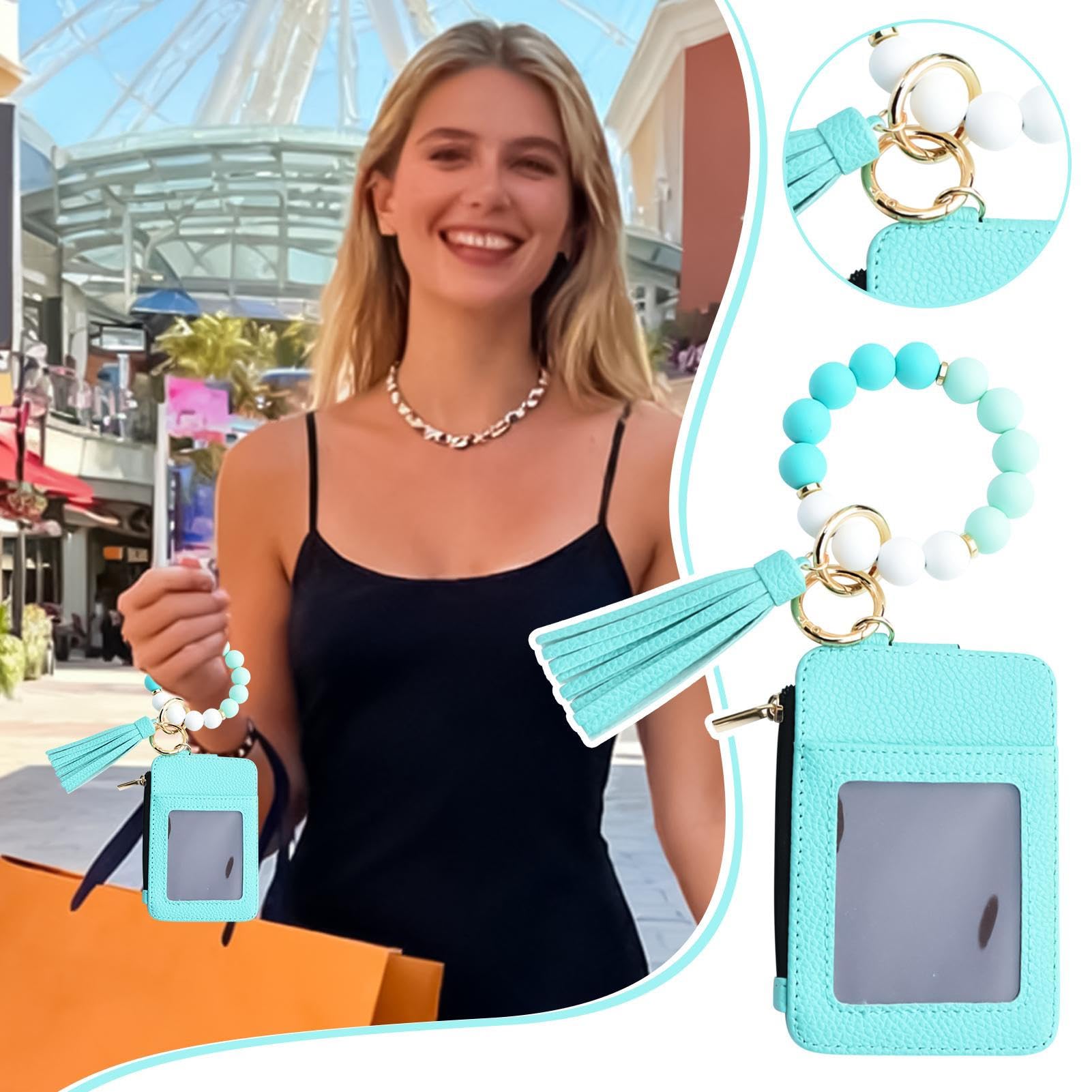 Portafoglio portachiavi portamonete con cinturino | portafoglio con perline con portachiavi | porta carte da donna,shopping appuntamenti e matrimoni, vacanze, compleanno, viaggi