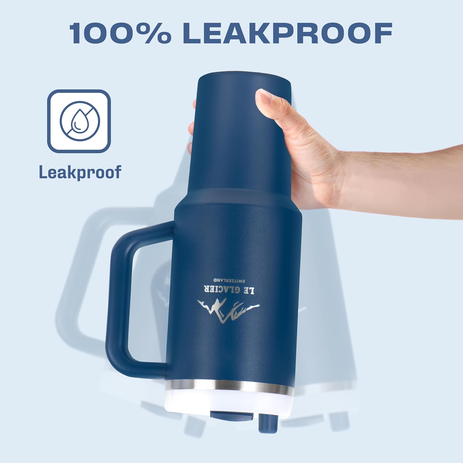 Lambert 40 oz Insulated Tumbler with Handle & Straw Lid – Stainless Steel Double-Wall Travel Mug for Hot & Cold Drinks, Large Reusable Cup for Office, Gym & Outdoor (Dark Blue) - Image 4