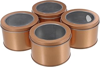 FUNOMOCYA 4 pcs Boxes tin box with window kitchen storage jars candle containers with lids candy tins cookie container food packaging container with window sports Tinplate candy box
