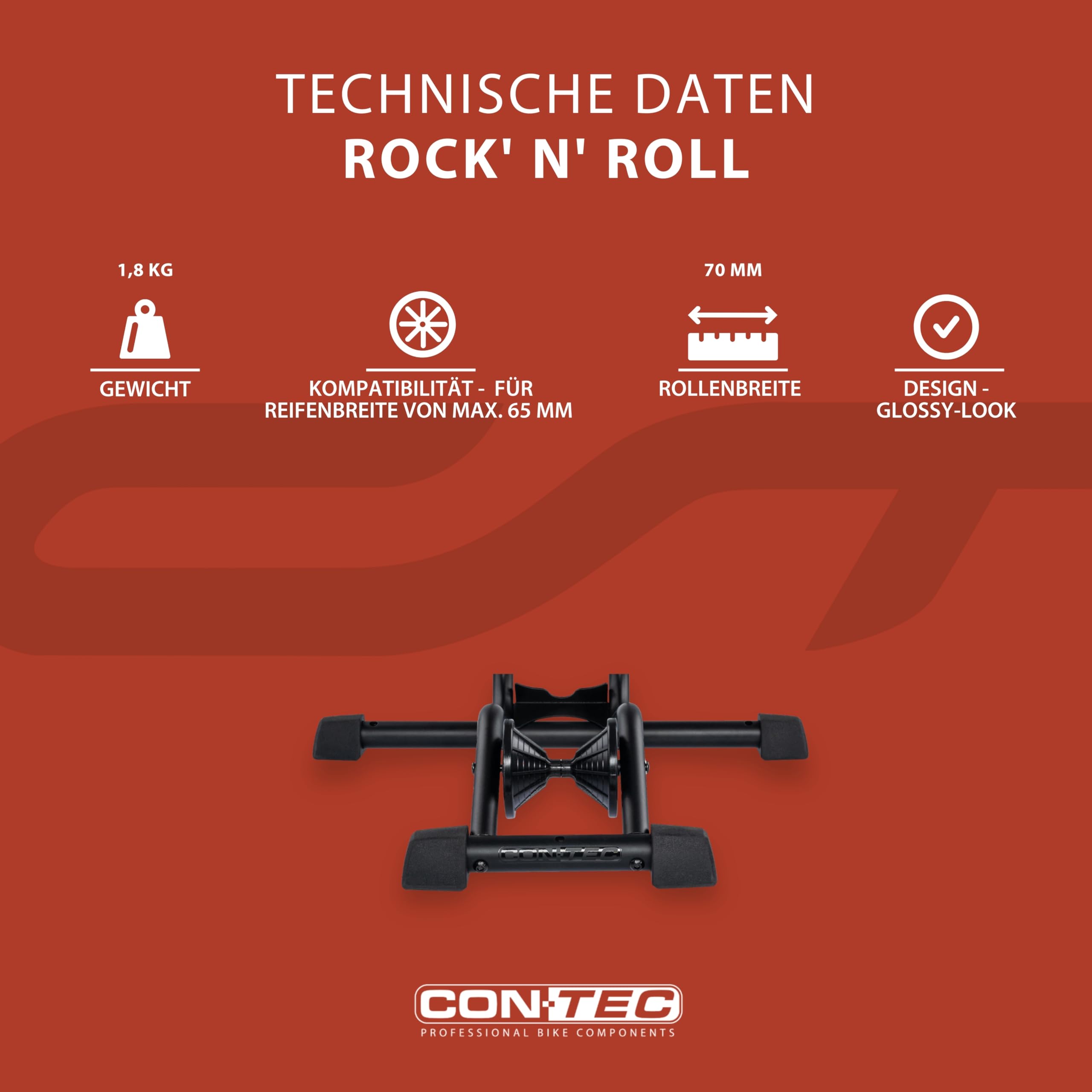 Contec Fahrradhalter Rock'n' Roll, für Erwachsene, Schwarz, One Size