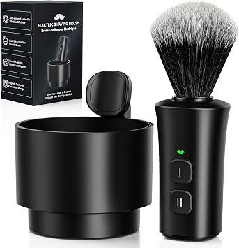 Electric Shaving Brush with Bowl - 30s Automatic Lathering and Spin-Dry