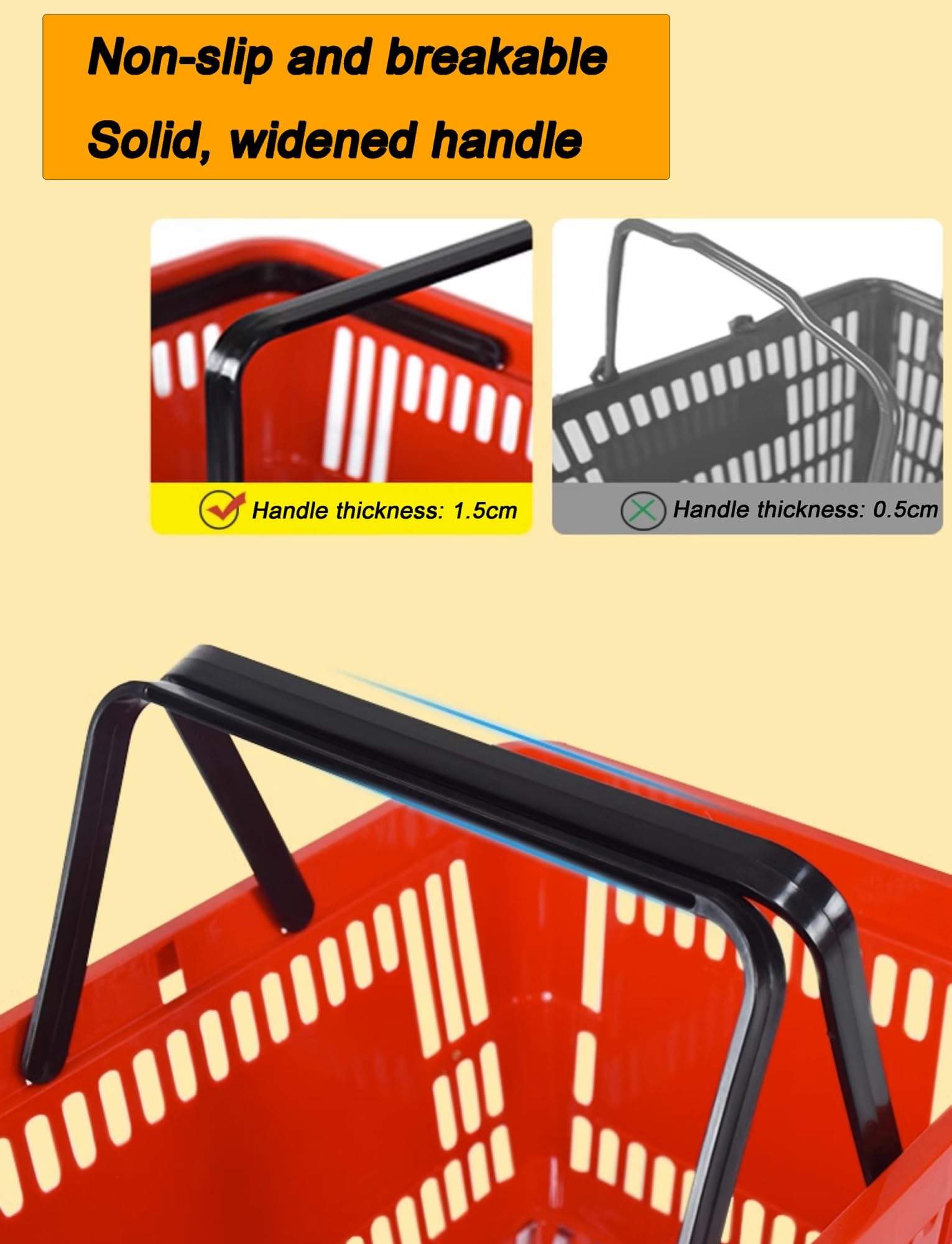 Kosze na zakupy z uchwytami, plastikowy koszyk na zakupy, przenośny kosz spożywczy do supermarketu, sklepu detalicznego, księgarni, pralni, 12 szt