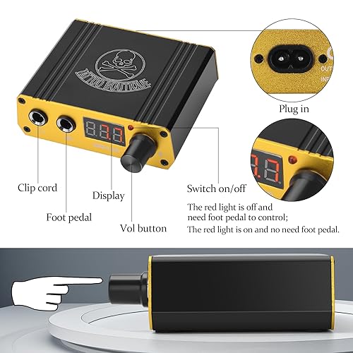 Miniatura 5 de ATOMUS Kit de máquina de tatuaje de cartucho, máquina rotativa de tatuaje con fuente de alimentación, 20 piezas, agujas de cartucho mixto, pedal de