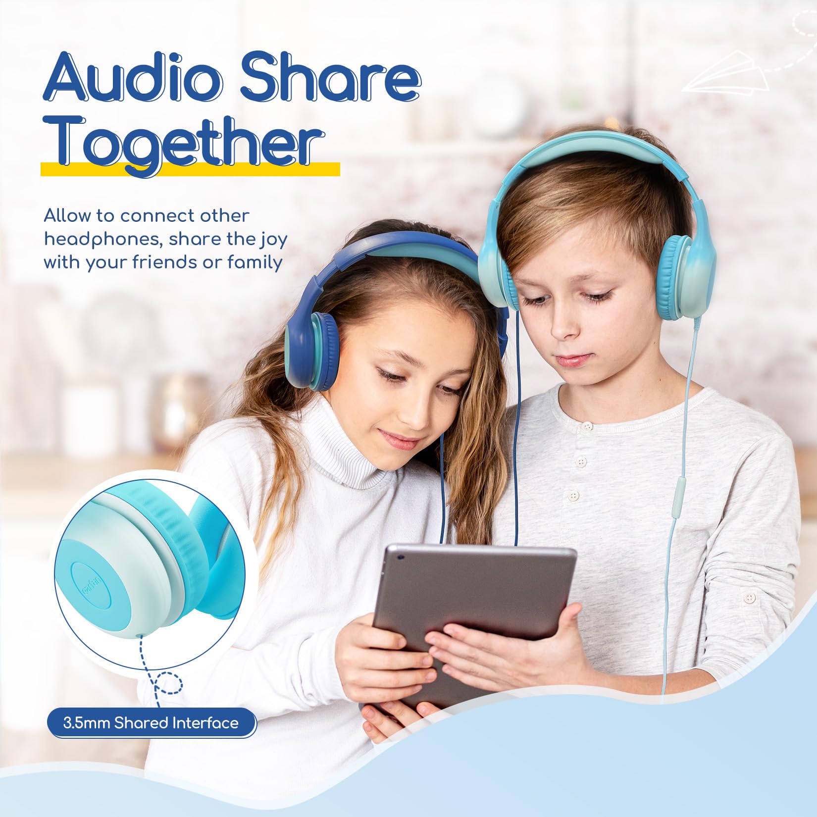 EarFun K1 Kids Headphones Wired with Mic, Volume Limit Headphones for Kids view 3