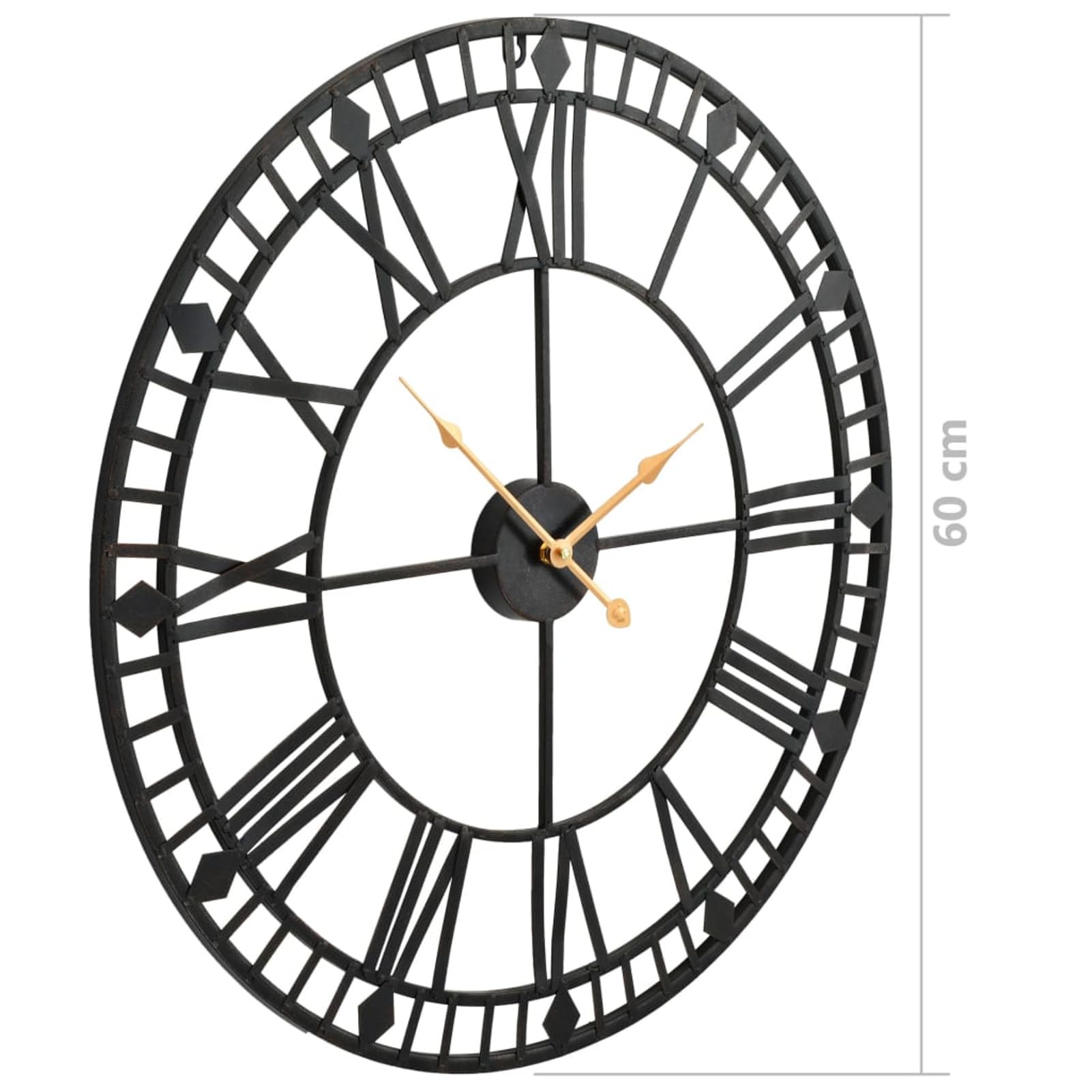 Homgoday Reloj de pared vintage con movimiento de cuarzo de metal, 60 cm, XXL