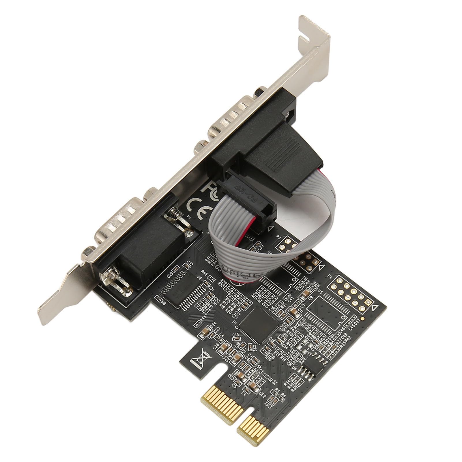 lyrlody Tarjeta de Expansión Serie PCIe, Tarjeta de Puerto Serie PCI Express RS-232 DB9 de 2 Puertos con Chip ASIX AX99100 para Dispositivos Industriales