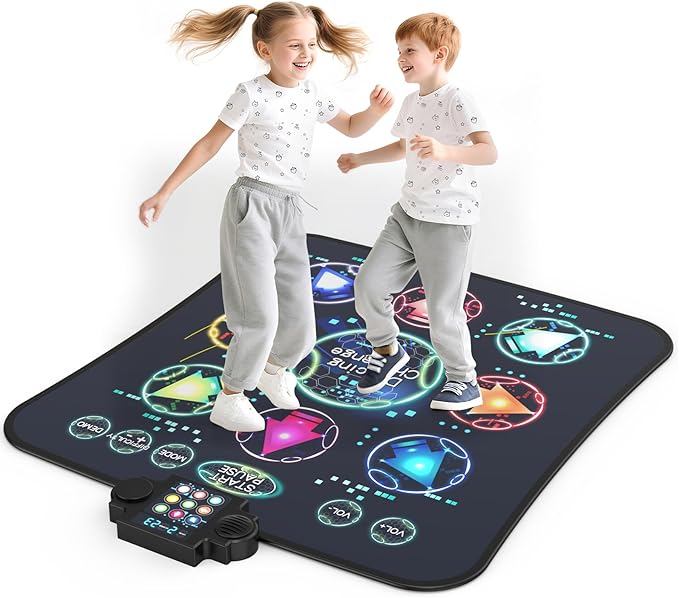Upgraded Dance Mat Toys for Kids 3-12 Years, Electronic Dance Pad with Light-Up 9-Buttons, 3 Game Modes, Adjustable 7-Level Volume, 9 LED Game Lights, Birthday for Girls and Boys