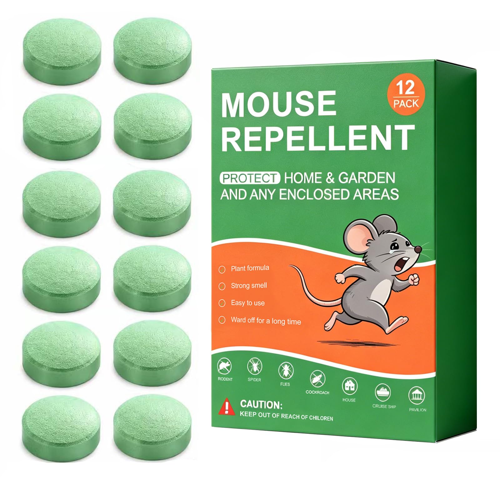 12 PCS Peppermint Oil Rat Repellent, Mouse Repellent, Rat Repellent, Mice Repellent, Mouse Deterrent, for Home, Garage, Attic - Long Lasting Protection, Family & Pet Safe