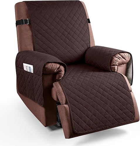 KinCam Funda para silla reclinable 100% impermeable, fundas de sofá reclinable para mascotas, perros, funda de sofá reclinable con correas elásticas