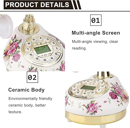 Miniatura 3 de Teléfono antiguo, esfera táctil MS-9101, teléfono vintage de imitación de cerámica, teléfono retro antiguo para uso en casa y oficina