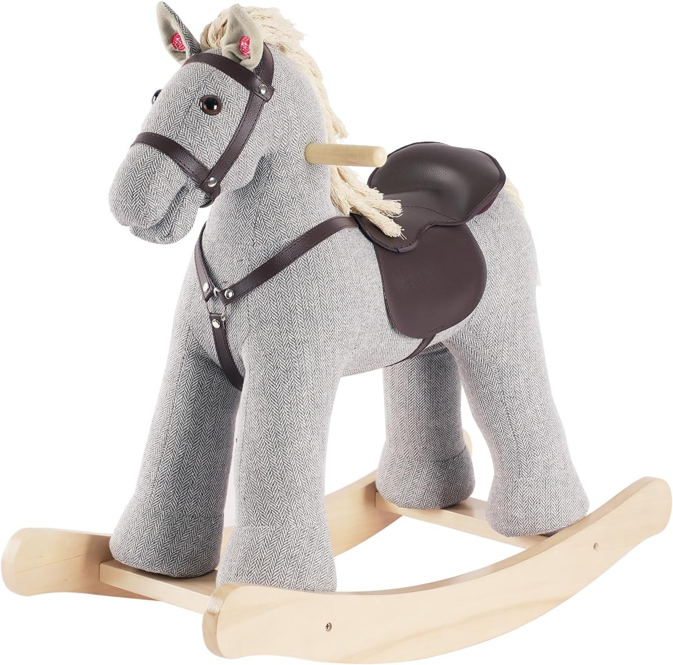 Rock My Baby Rocking Horse Gray, Ride on Pony with Realistic Sound, Wooden Ro...