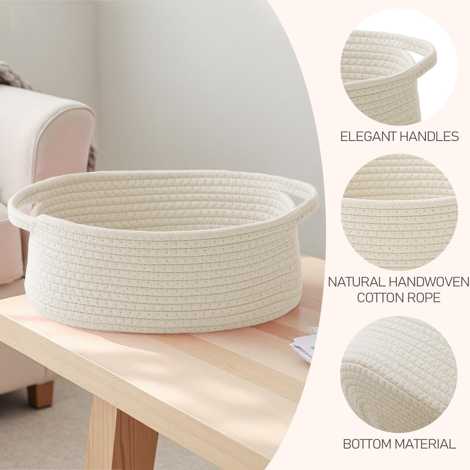 Small Woven Basket - White Gift Basket -3