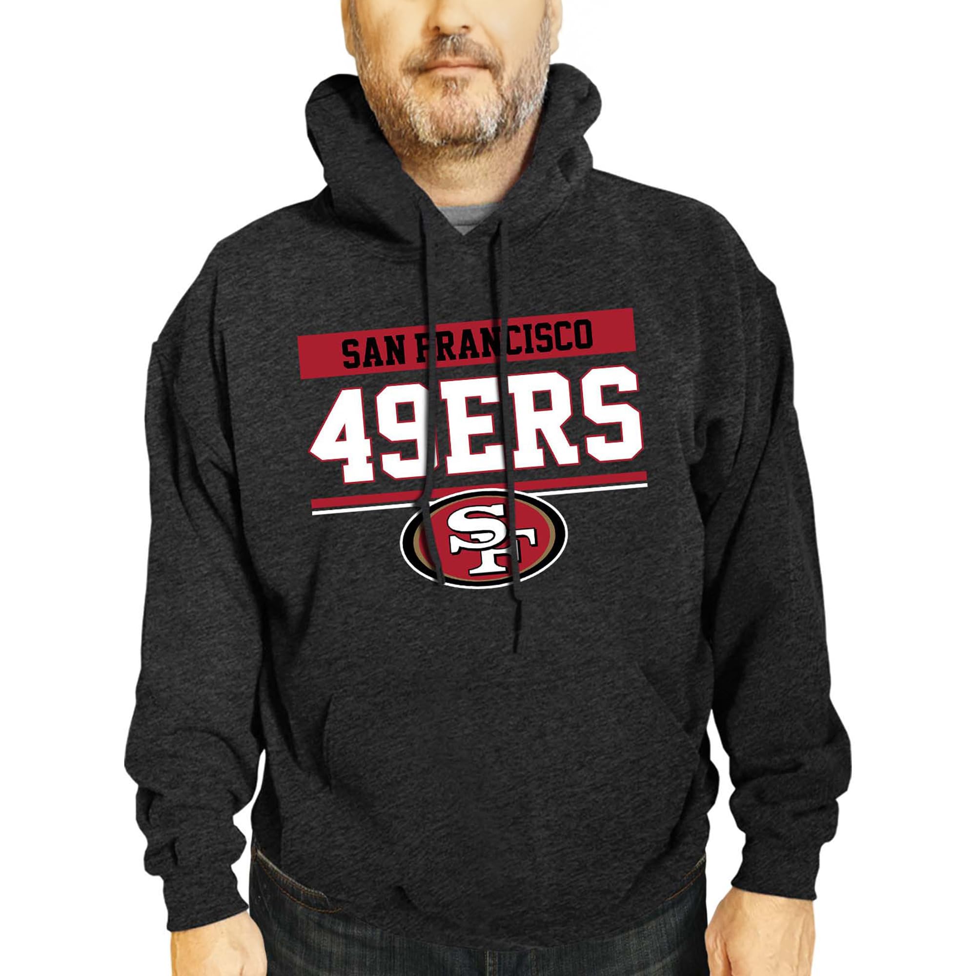 NFL Adult Gameday Charcoal Hooded Sweatshirt - Cotton & Polyester Blend - Stay Warm and Represent Your Team