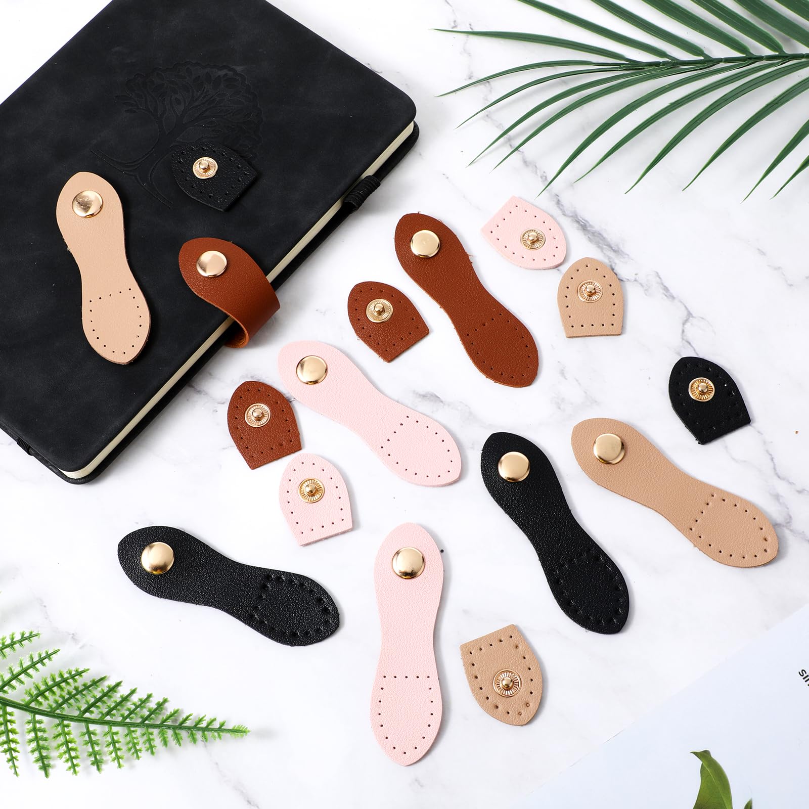 Lot De 4 Boucles à Pression En Cuir à Coudre - Fermeture Pour Sac, Veste, étui Téléphone - Cuir Synthétique Et Métal - Taille 11 X 2,5 Cm - 12
