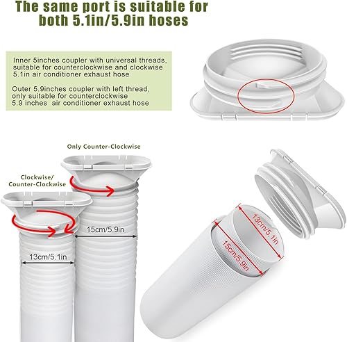 Miniatura 3 de Kit de ventana de aire acondicionado portátil, sello universal 2 en 1 para manguera de escape de 5.1 pulgadas5.9 pulgadas y secadora de ropa, kit de