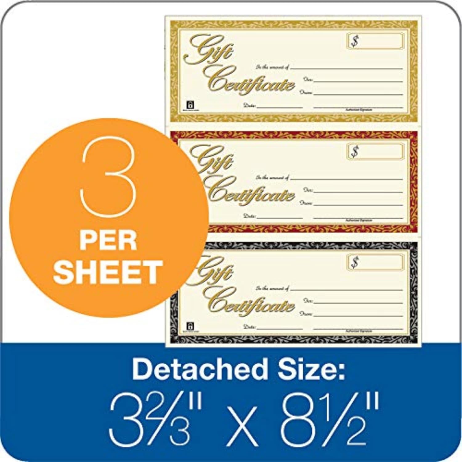 Adams Gift Certificates, Laser/Inkjet Compatible, 3-Up, 30 per Pack with Envelopes (GFTLZ),White - Image 2