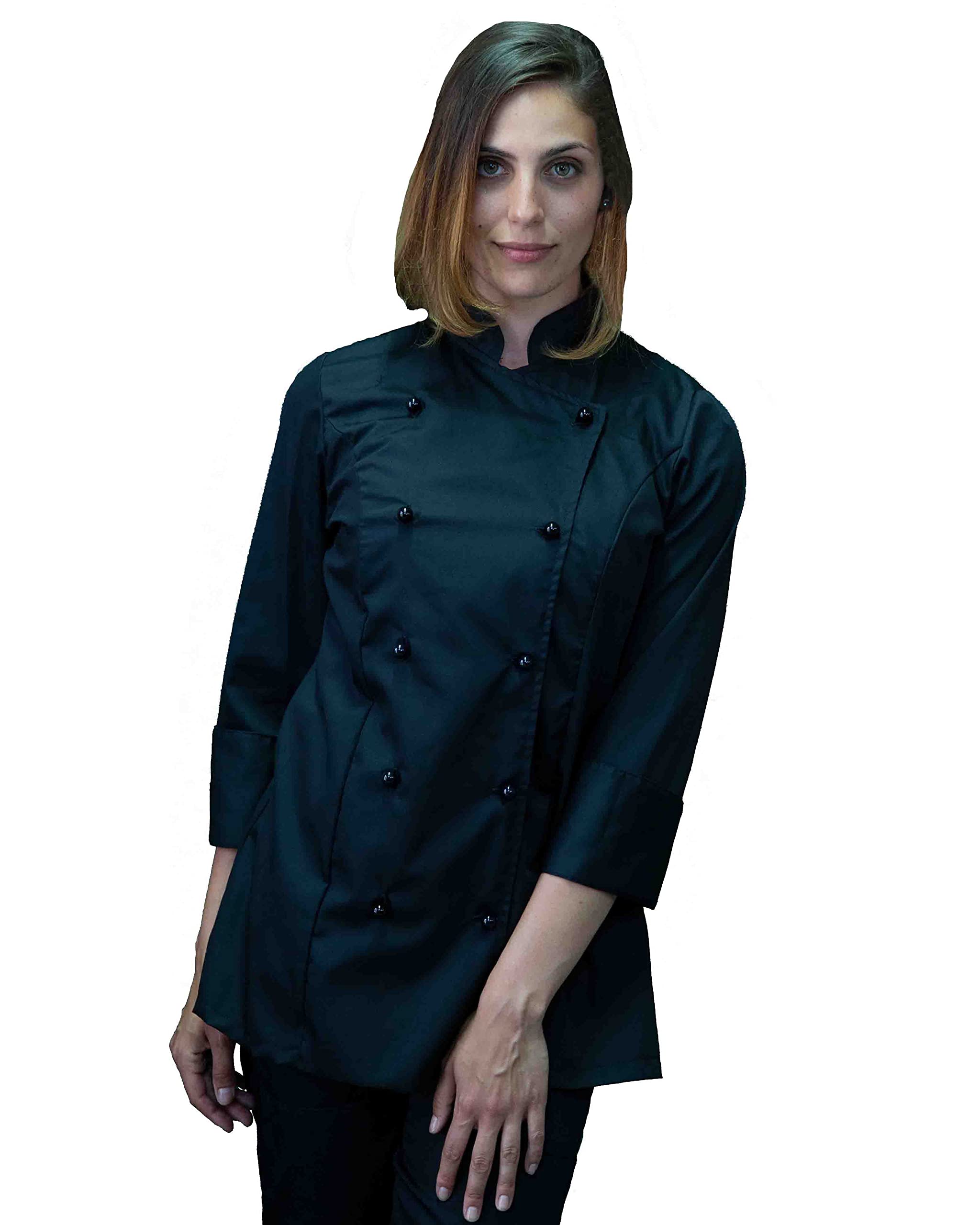 Ricamo Gratuito Divisa Cocina Mujer Negra - Chaqueta, Pantalón y Delantal - Completo para Cocina y Restaurante - Made in Italy, Negro , 4X-Large