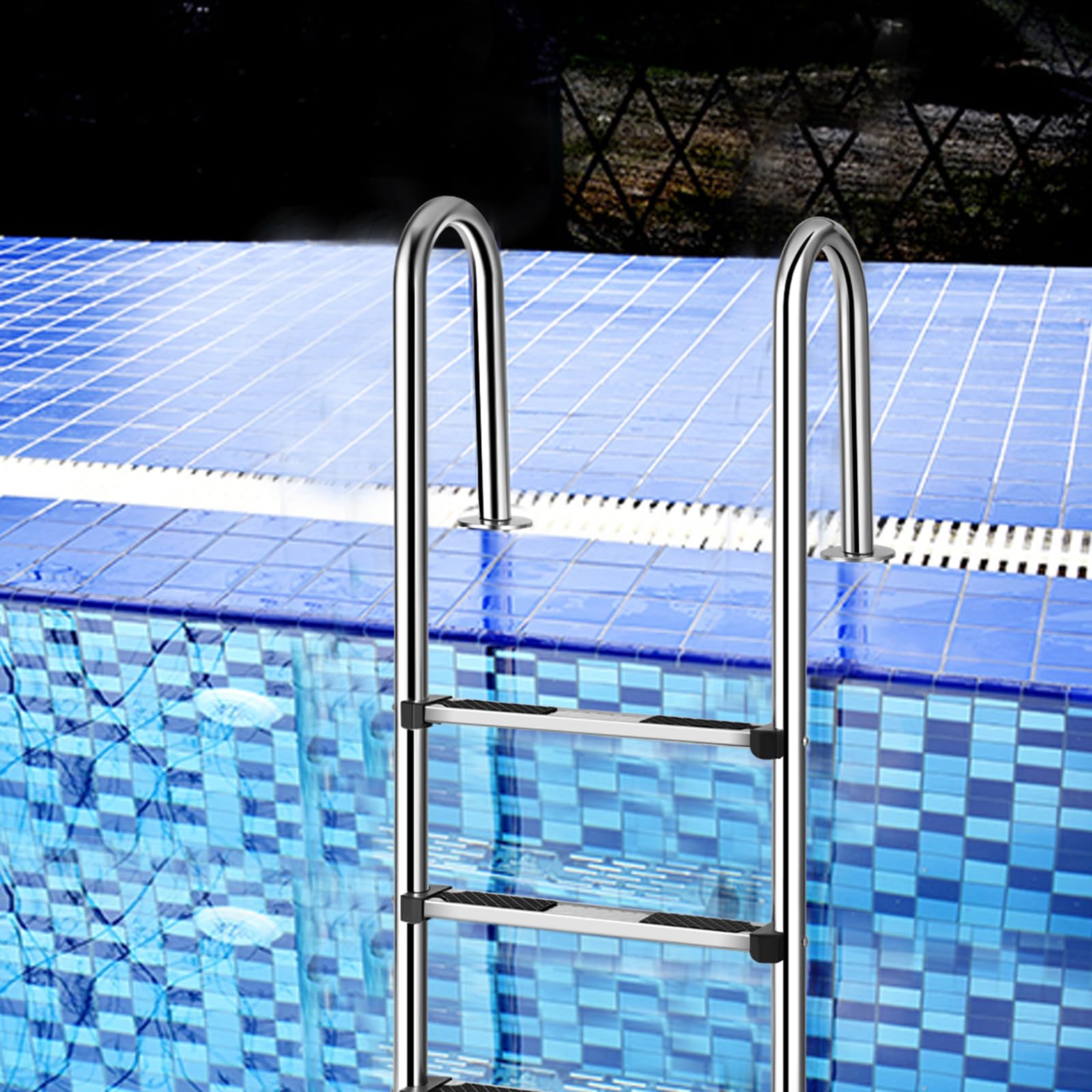 COSTWAY Scaletta di 3 Gradini per Piscina in Acciaio Inox | Scala Piscina con Pedane Antiscivolo, 55 x 25 x 132,5 cm, Capacità di Carico 150 kg
