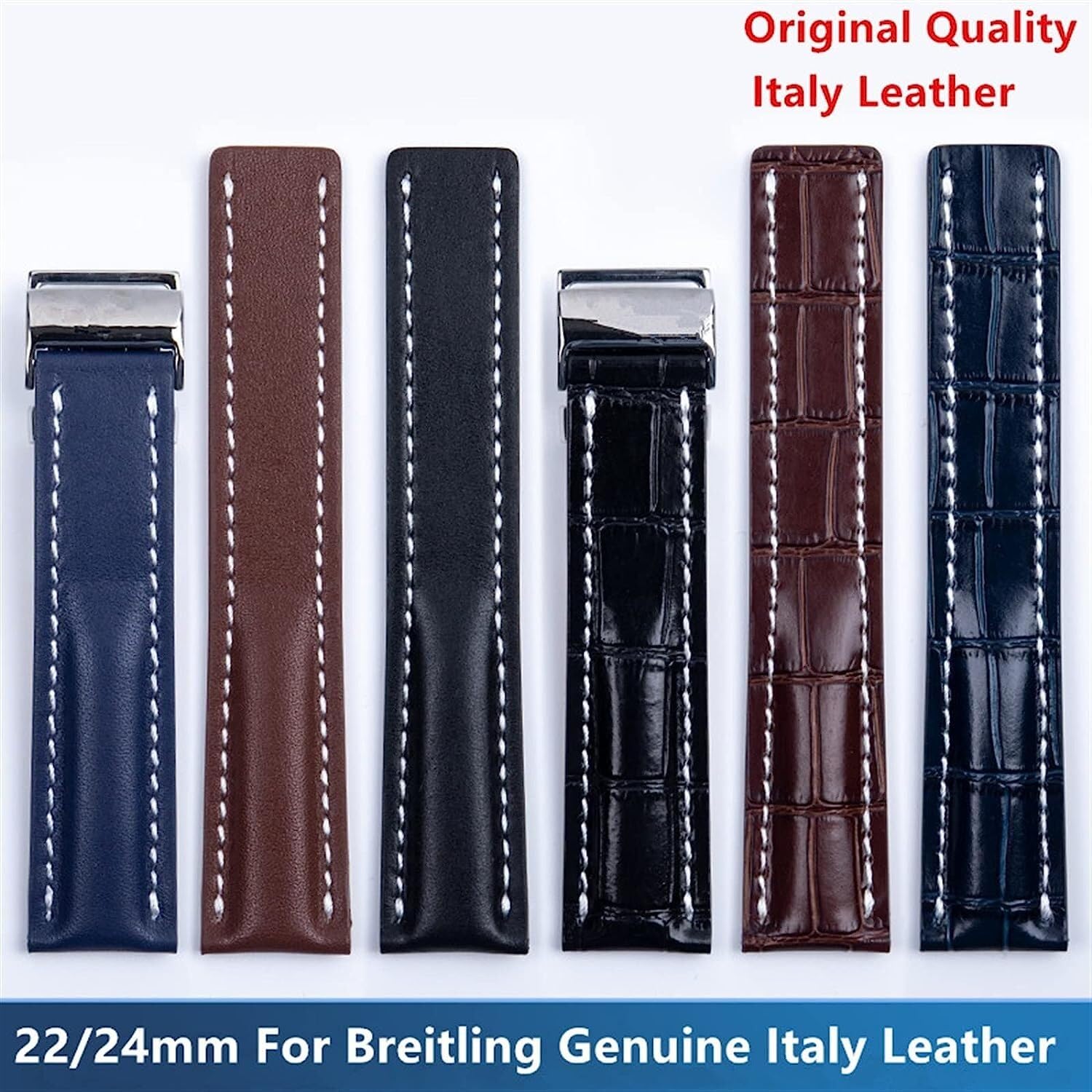ITALIAL EURNEL Leder Uhrenband für Premier B01 Colt Chronograph Aviator Gurt