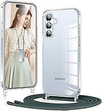 Case for Samsung Galaxy S25 with Rope, Transparent Soft TPU Silicone Case with Adjustable Hanging Cord Strap, Neck Protection Chain Clear Case for Samsung S25, Blue