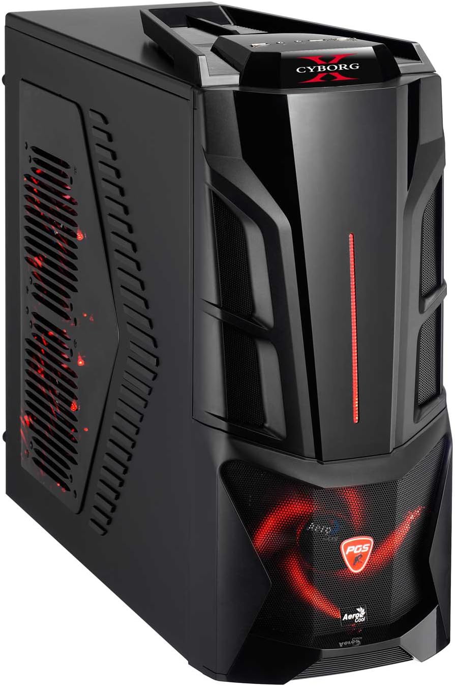 Aerocool Cyborg X Side Window Gaming Case with 2x 12CM Red LED Fan ...
