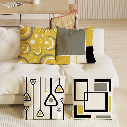 DSJYLJJTAQ Fundas de almohada de 16 x 16 pulgadas, juego de 4 fundas de almohada geométricas coloridas para sofá, decoración del hogar, decoración