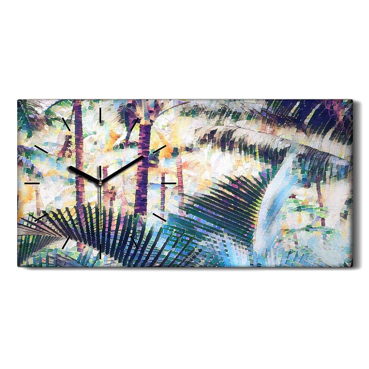 Horloge sur Toile abstrait jungle pour créer une ambiance nature dans votre salon