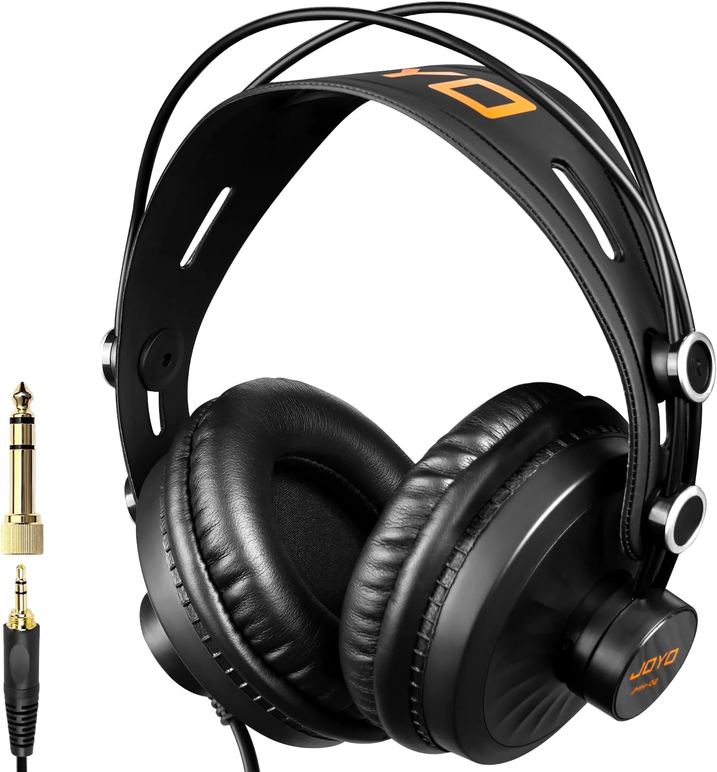 Studio Monitor Headphones, 50mm Drivers Over-Ear with Passive Noise Isolation, Flat Response for Recording/Mixing/Guitar Amp/Podcast, 3.5mm & 6.35mm Adapter (JMH-02)