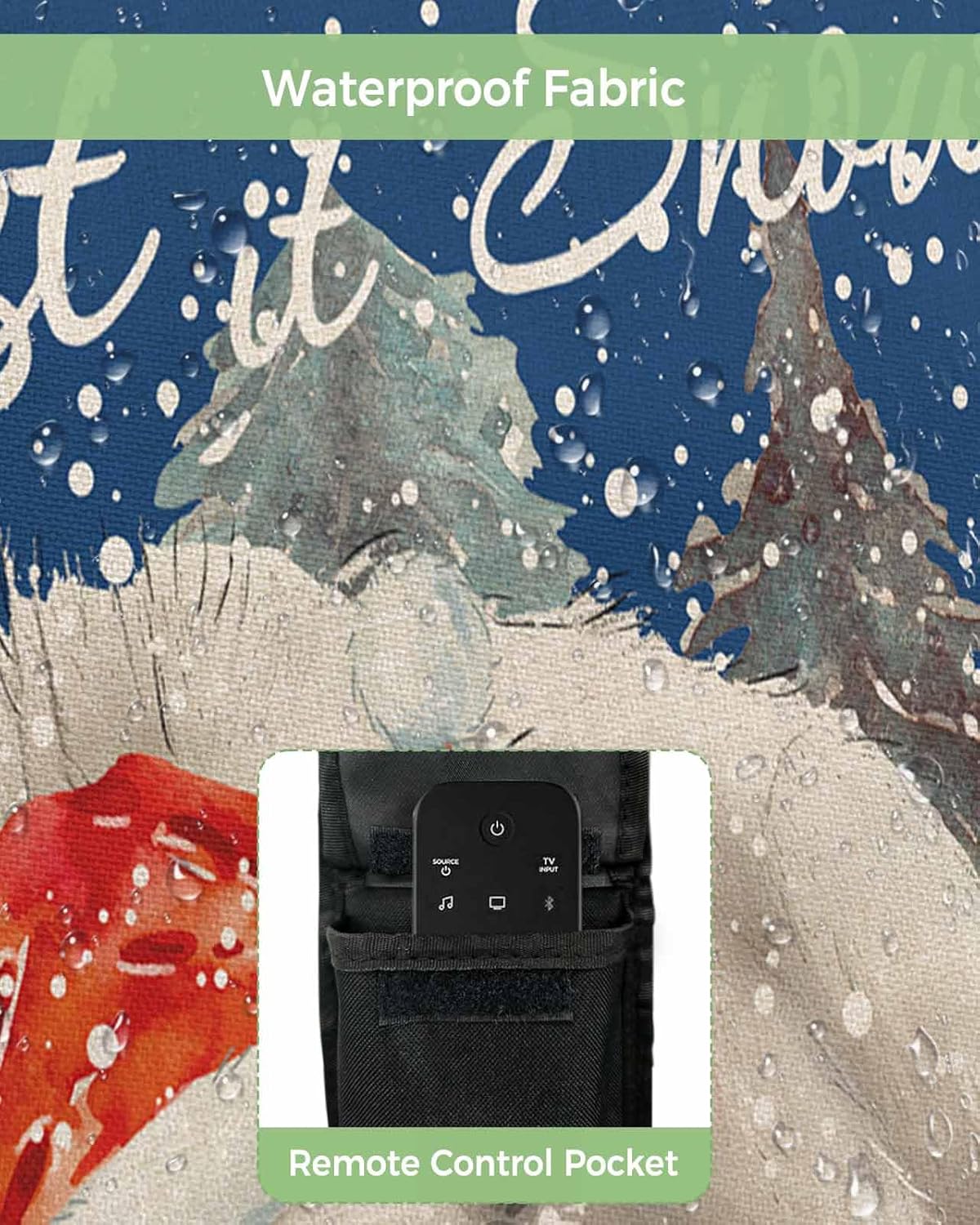 Christmas Bear Outdoor TV Cover 36"-39" - 600D Waterproof TV Cover Weatherproof TV Screen Protector Dustproof Winter Xmas Tree Snow Navy Blue TV Display Protector for Outside Flat Screen TV
