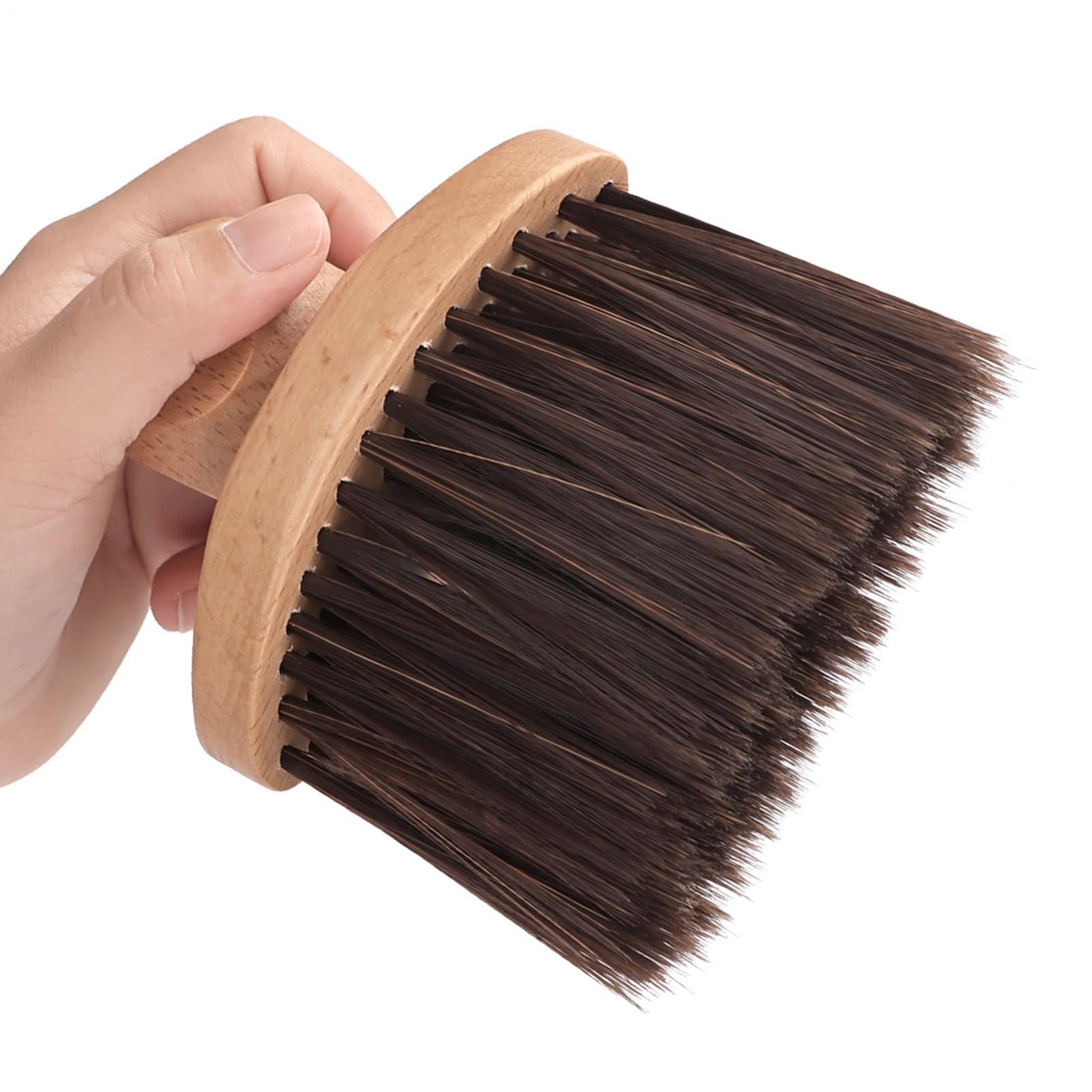 Spazzola per il collo del , strumento per spolverare i capelli con setole morbide in legno e nylon, 20 x 16 x 12 cm, per uso in salone, toelettatura, design compatto, cura quotidiana dei