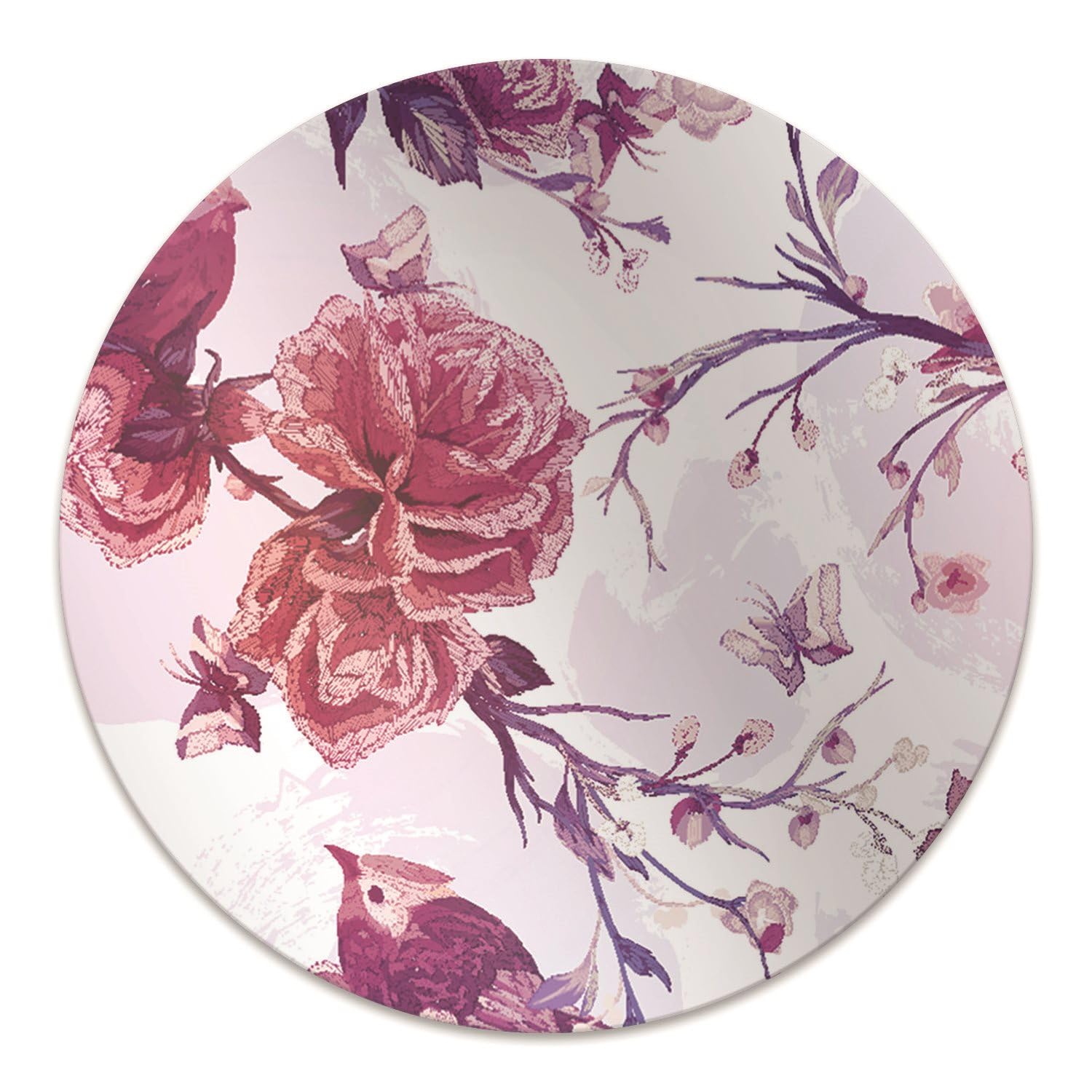 Protège-sol imperméable ø100cm tapis de chaise antidérapant oiseaux violets